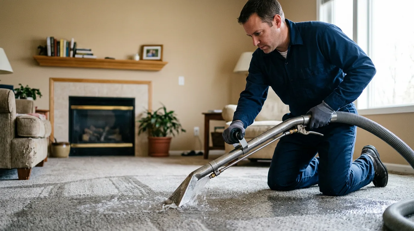 Water damage restoration technician working near Hankamer, TX
